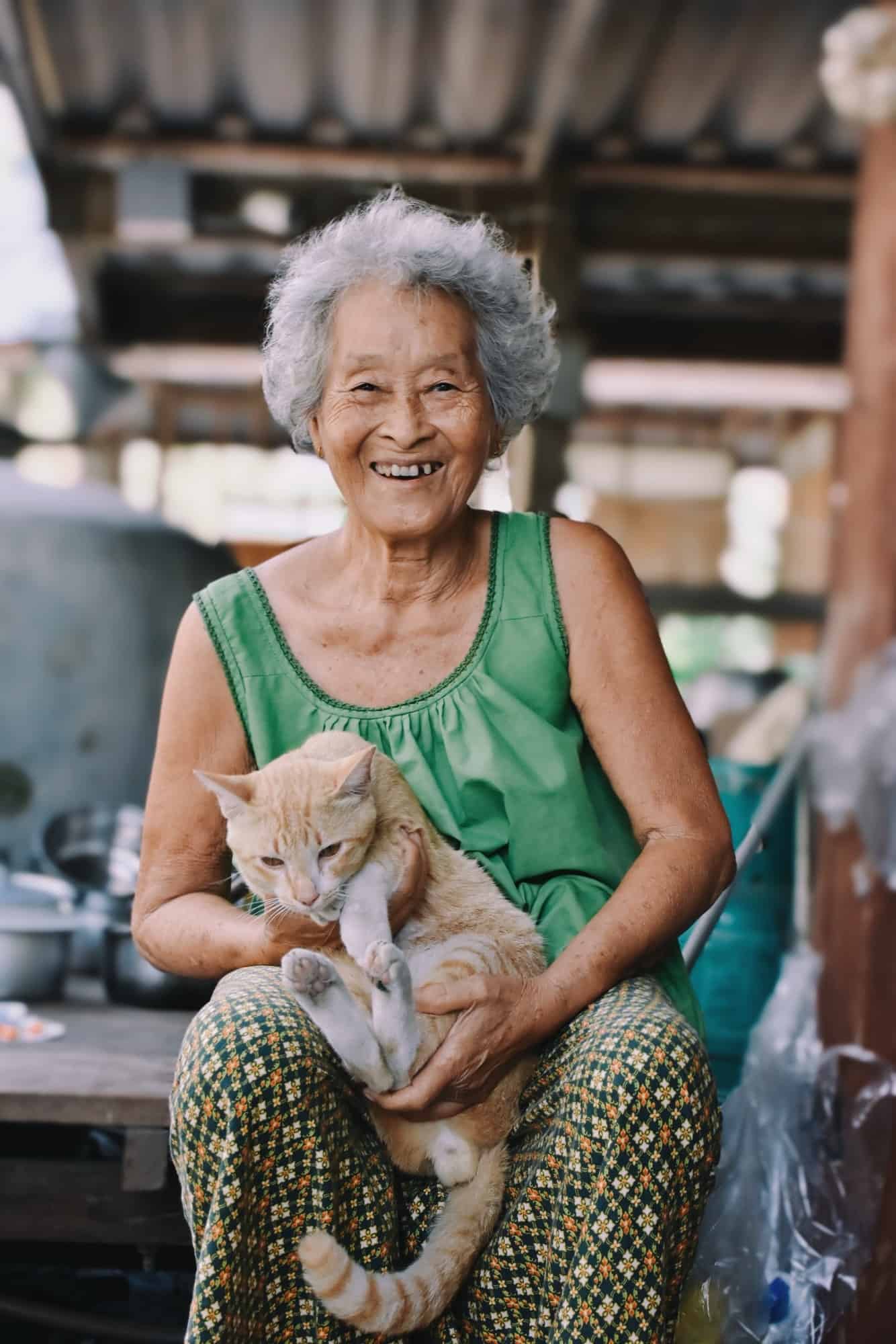 Happy elderly asian women portrait. She is a Thai person.